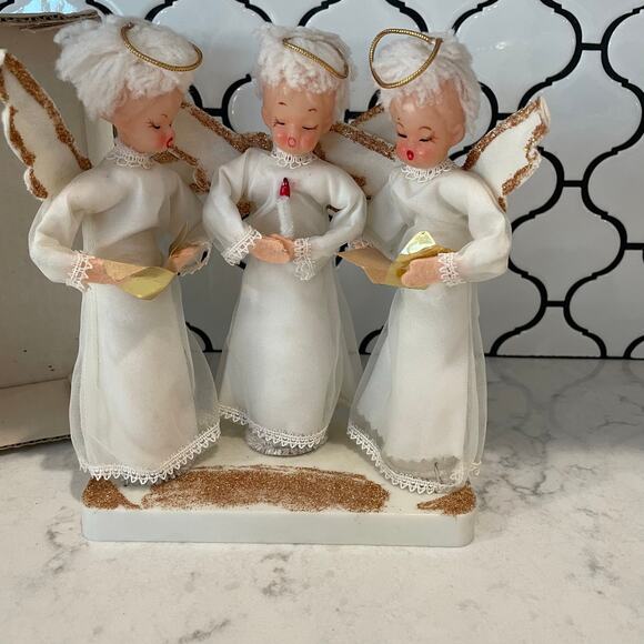 Vintage Bright Star Angel Choir Trio Made in Japan Christmas Angels w/ Box 
1950 - Picture 7 of 9